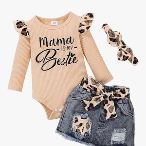 Leopard and Denim Set 0-3 month